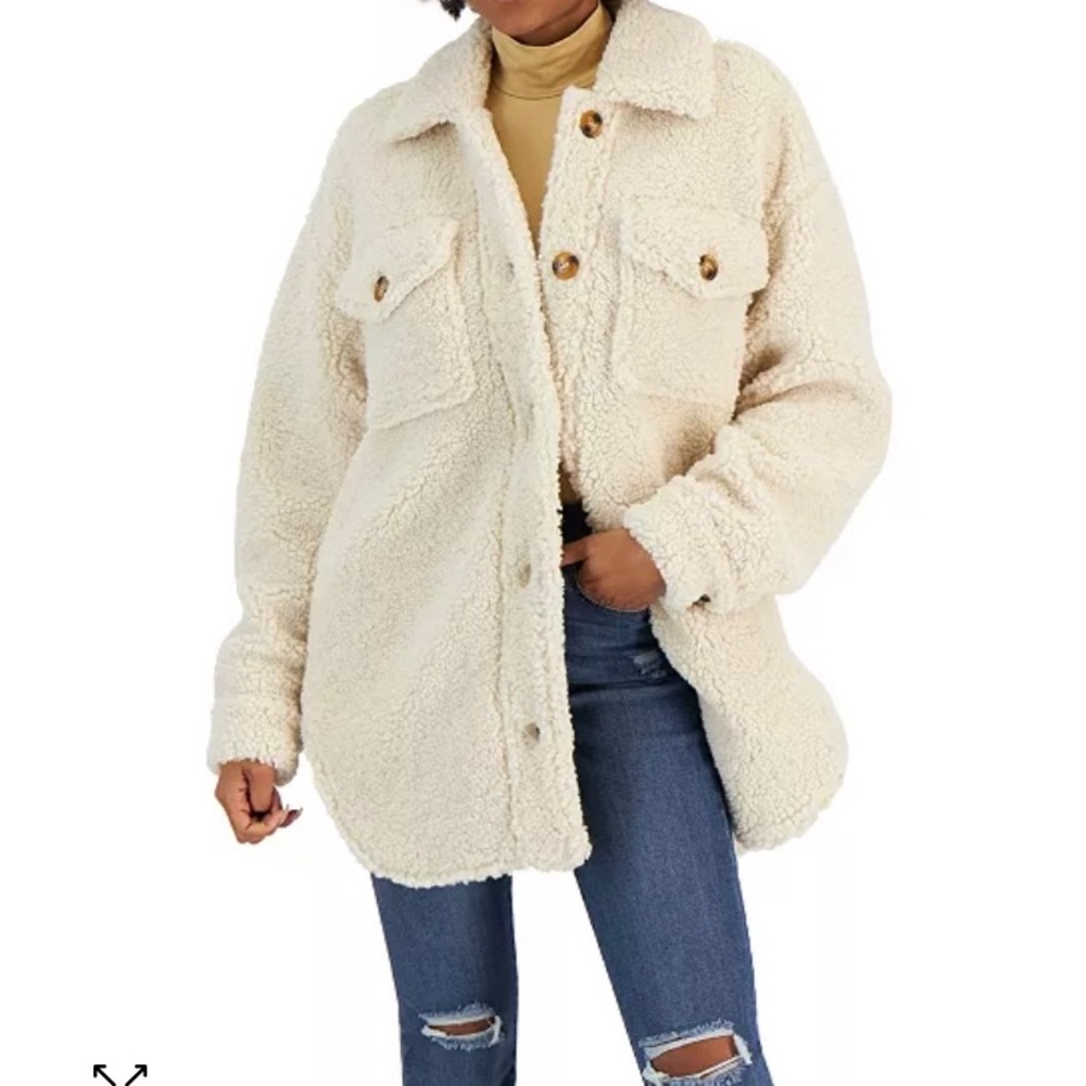 Faux Sherpa Shirt Jacket VERY Oversized XS, fits more like M or L in my opinion